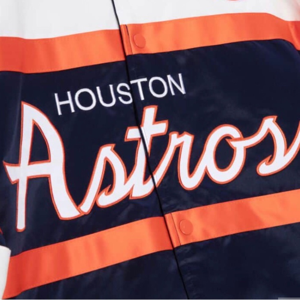 Rare Mitchell & Ness Houston Astros Satin Special Script Snap Up Jacket - Picture 3 of 7